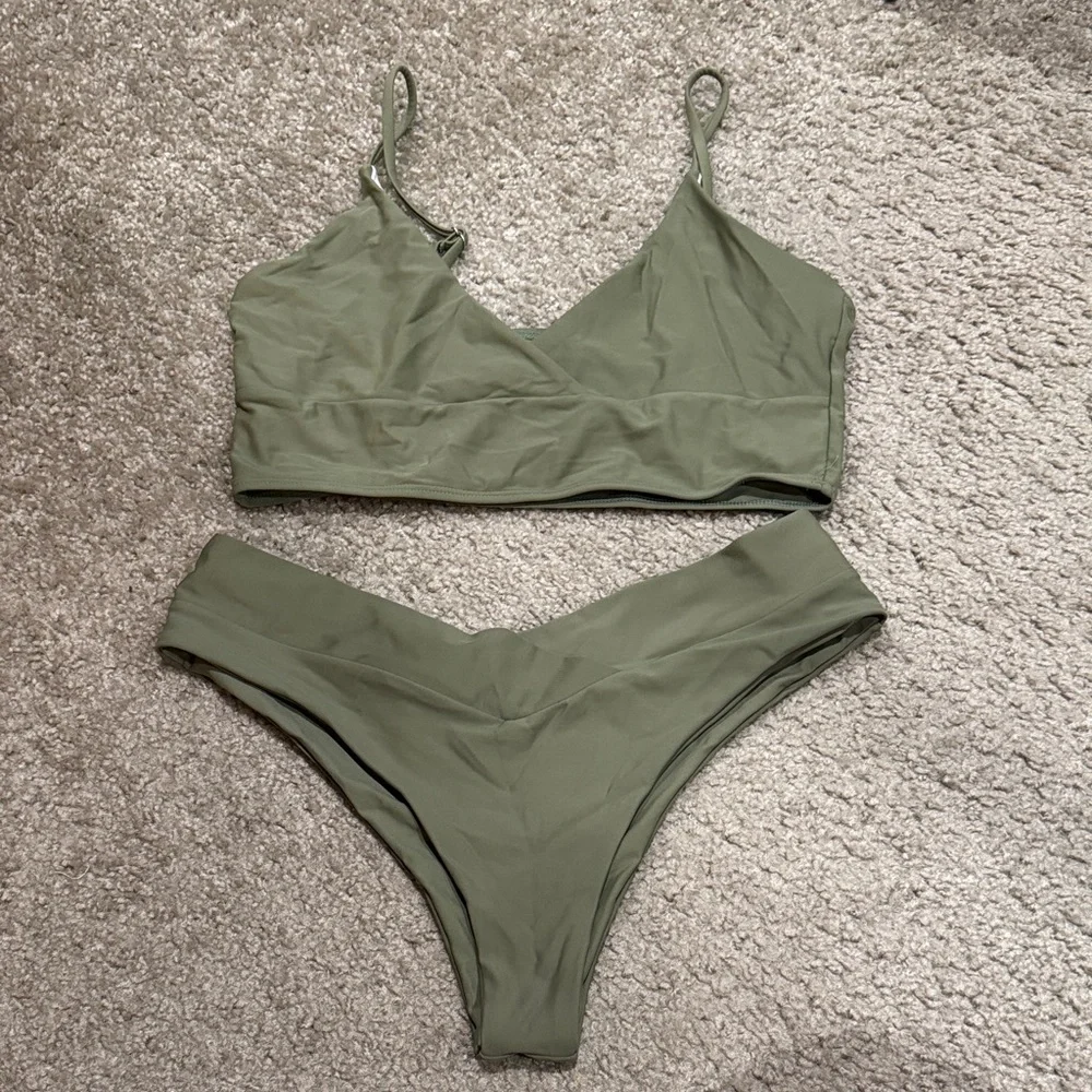 Olive Green Women's Swim Set